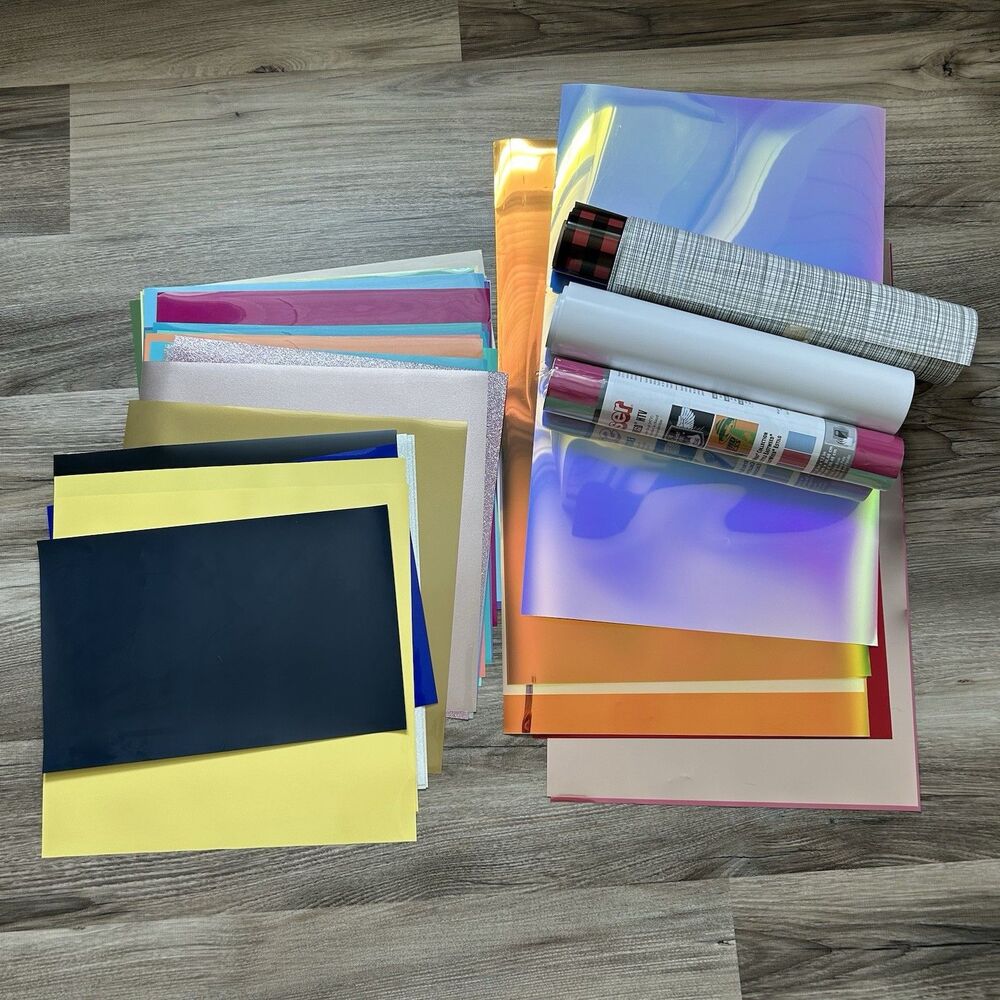 Large HTV Heat Transfer Vinyl Bundle - Mixed Colors Rolls & Over 30 Sheets Lot
